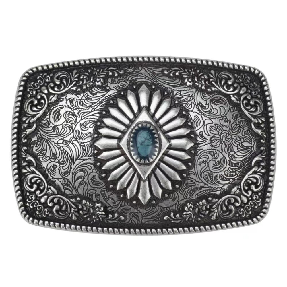 2682 Gift Box Package Vintage Gold Plated Western Enamel Belt Buckle SLIVER